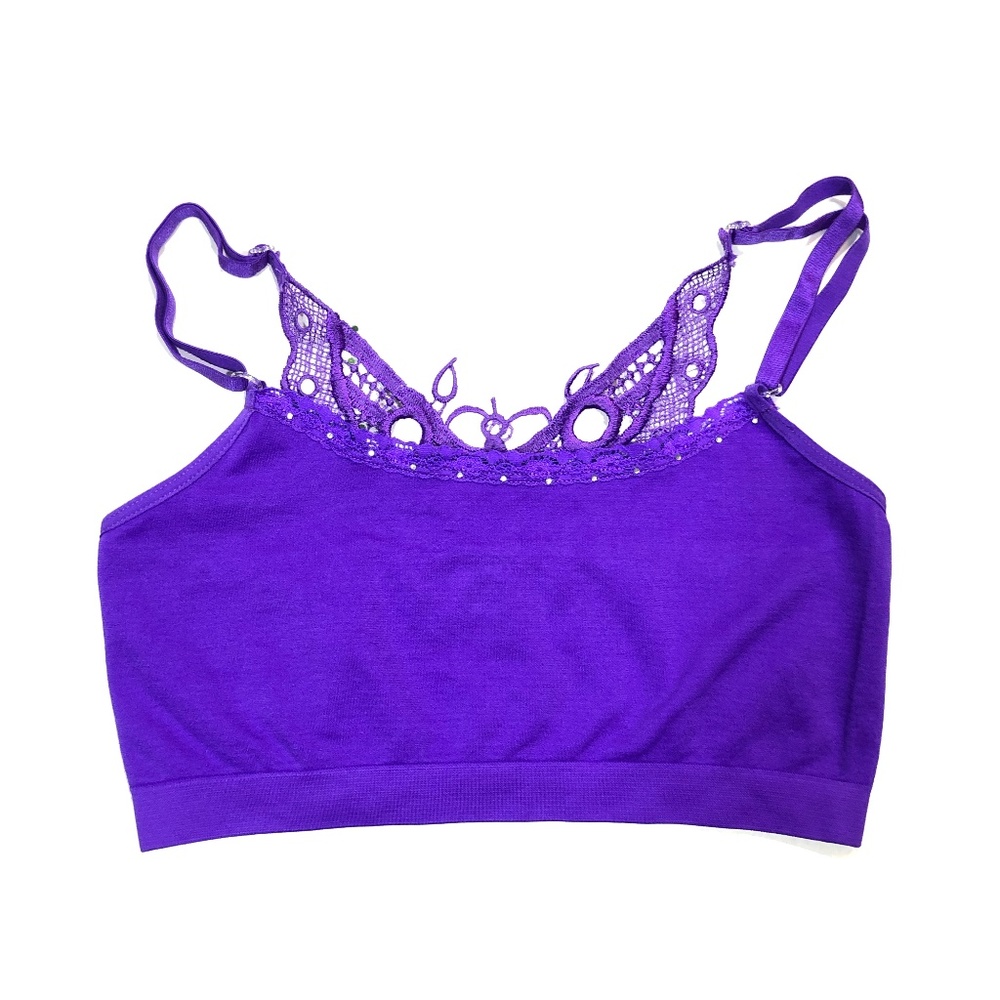 Women's Purple Embroidered Butterfly Bralette